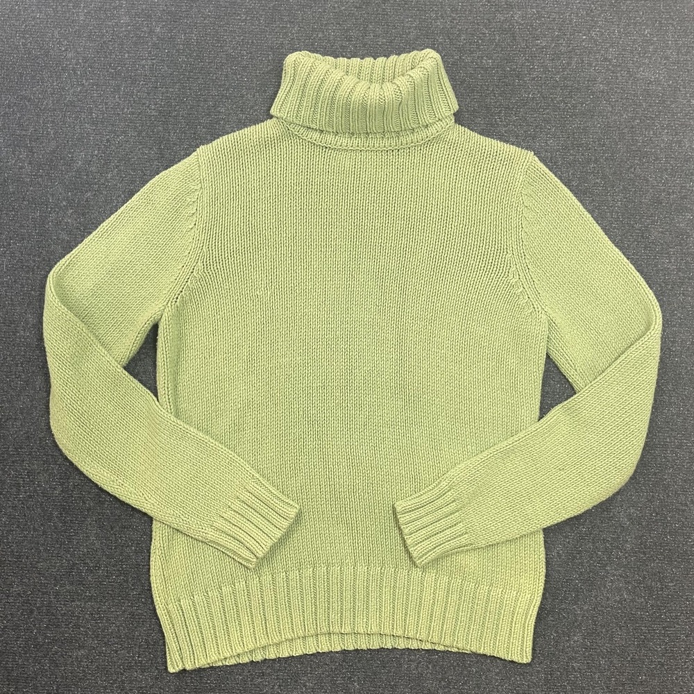 Eddie‎ Bauer Sweater Womens Large Green Turtleneck Tight-Knit Pullover Solid